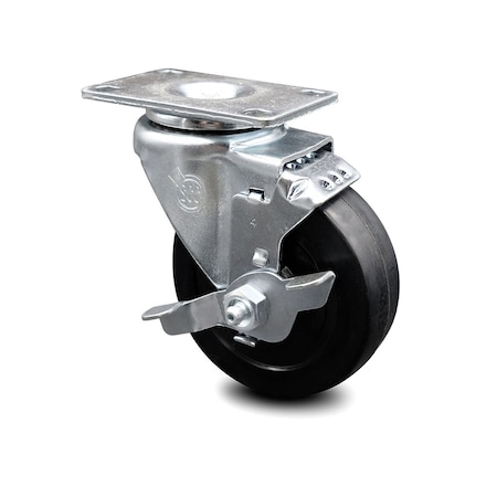 4 Inch Soft Rubber Wheel Swivel Top Plate Caster With Brake
